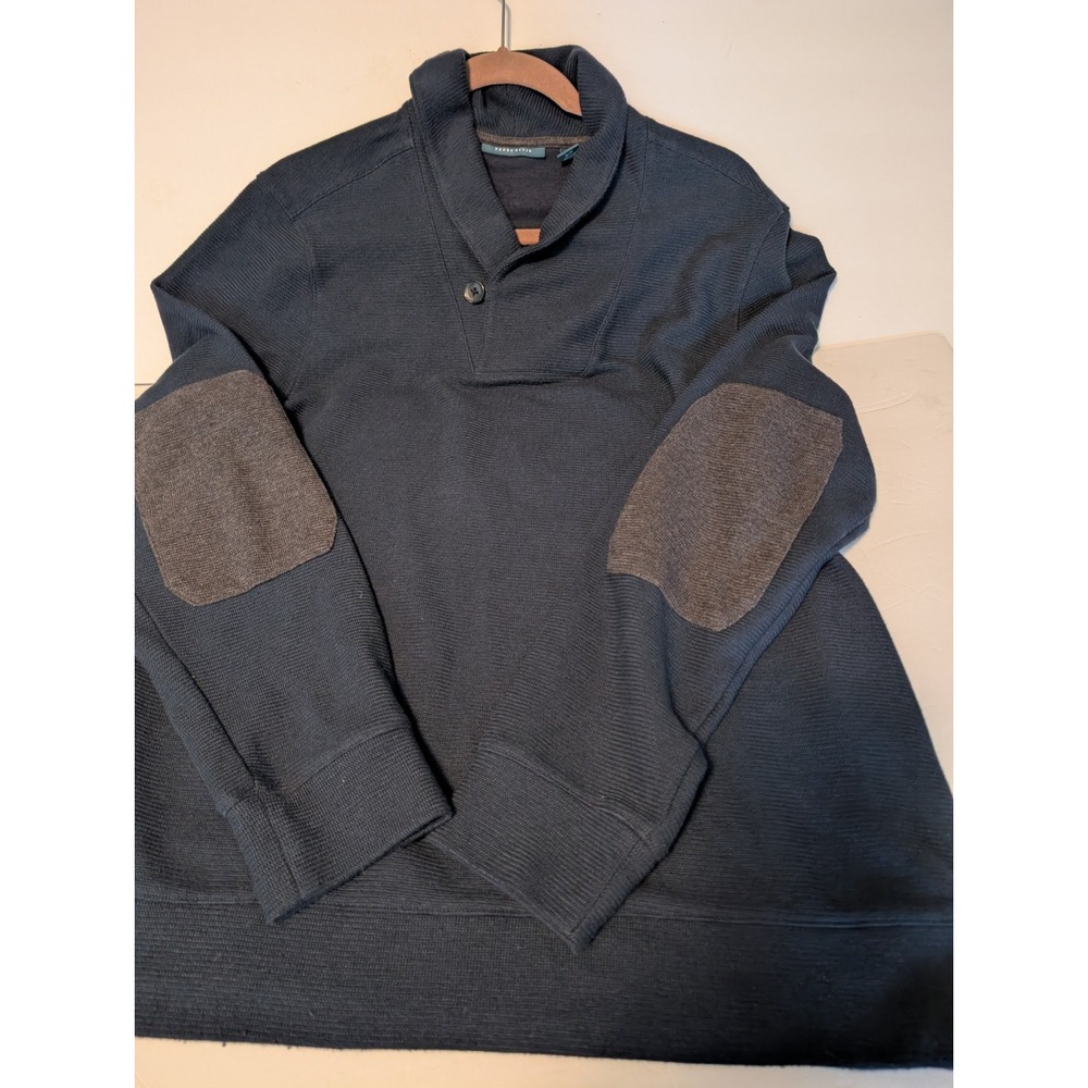 Perry Ellis Men's Pullover Long Sleeve Elbow Patch Shirt